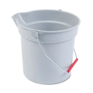 10 Quart Plastic Utility Pail, 10 1-2 Diameter X 10 1-4h, Gray Plastic