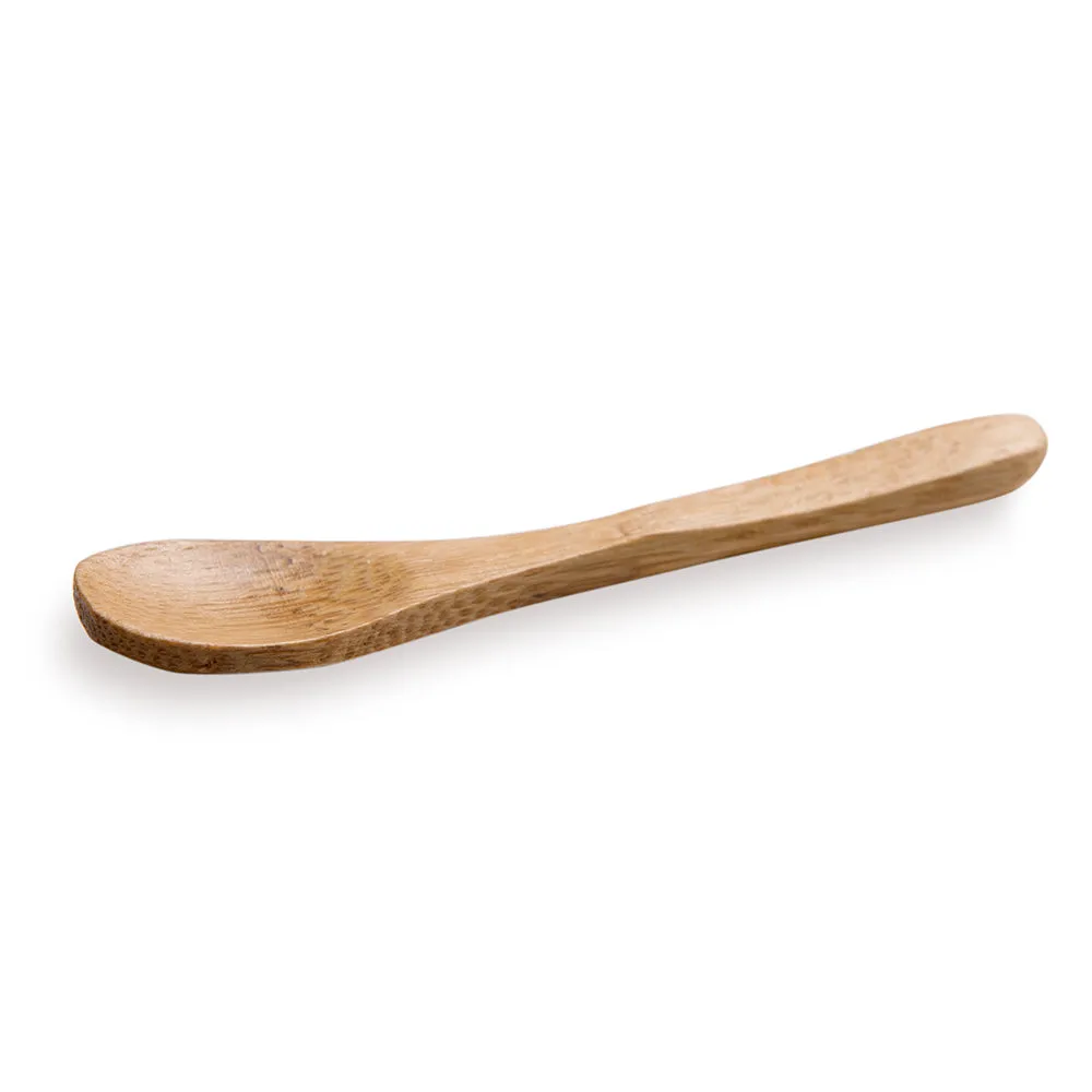100 Indo Square 6.5" Natural Palm Leaf Plates and 100 Natural Bamboo 3.5" Mini Spoons