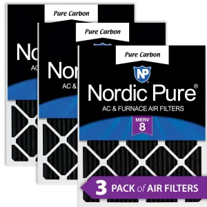 12x24x1 (11_1/2x23_1/2) Pure Carbon Odor Reduction Furnace Air Filters 3 Pack