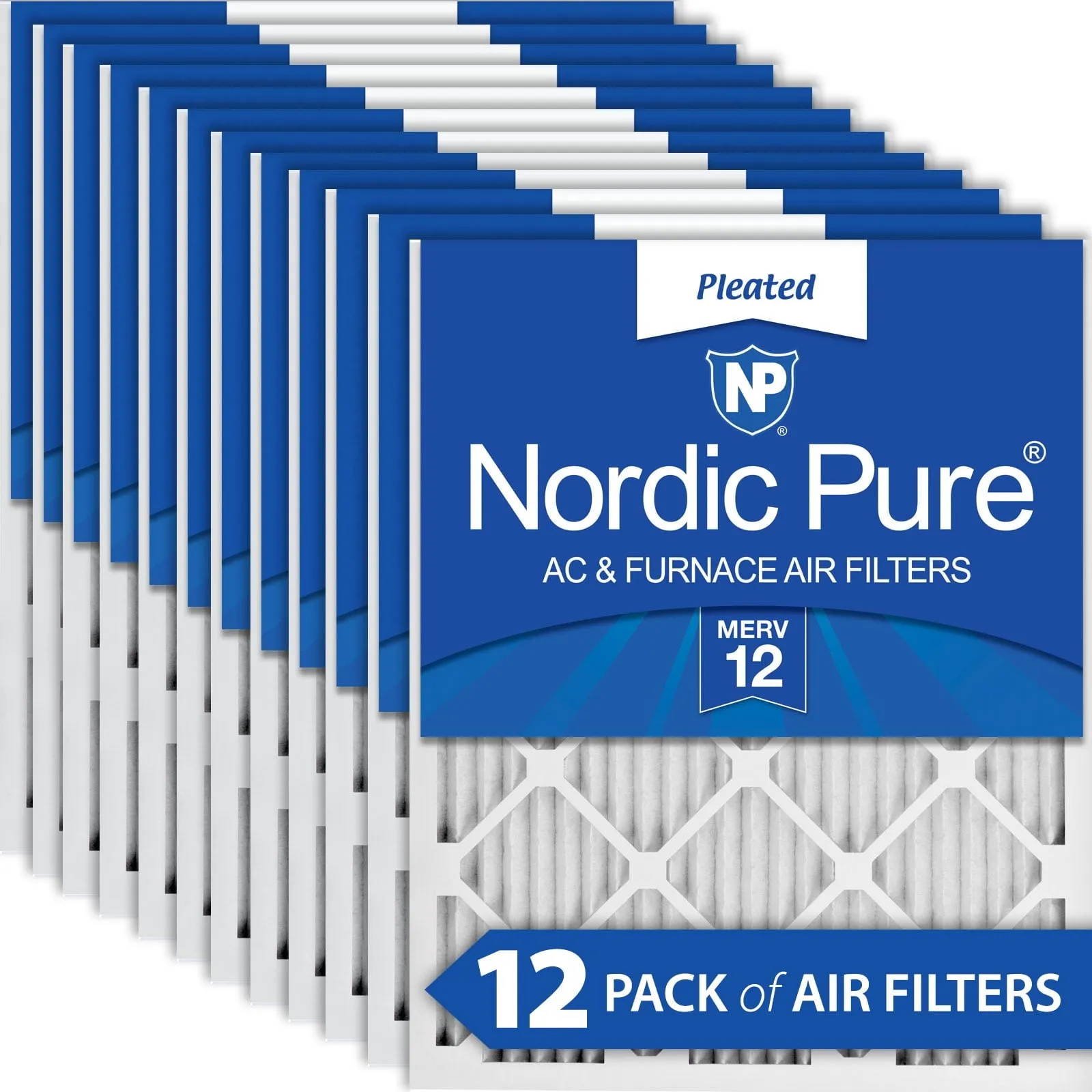 14x24x1 (13_3/4x23_3/4) Pleated MERV 12 Air Filters 12 Pack