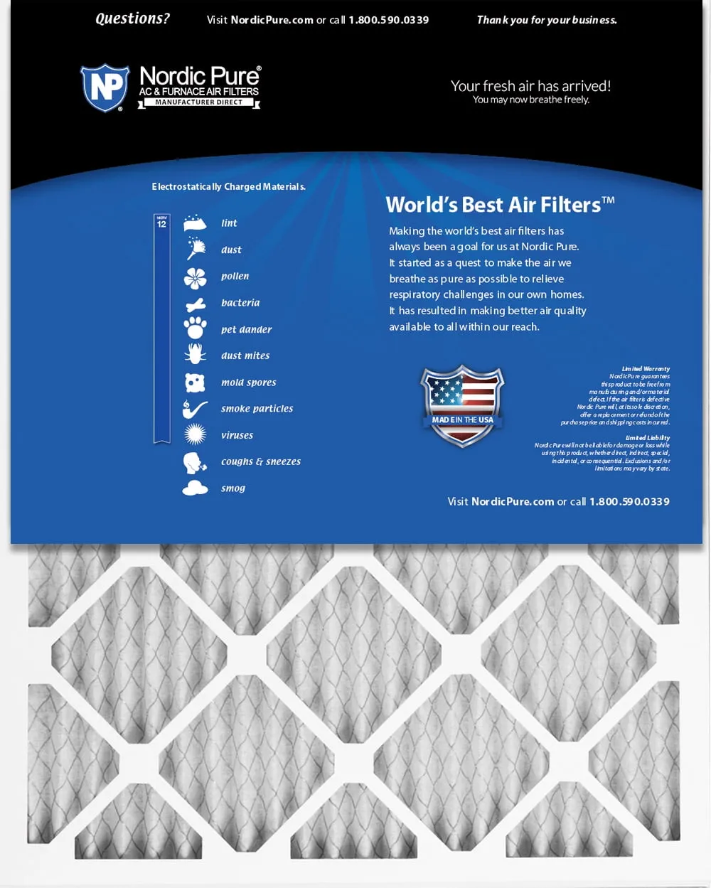 14x24x1 (13_3/4x23_3/4) Pleated MERV 12 Air Filters 12 Pack