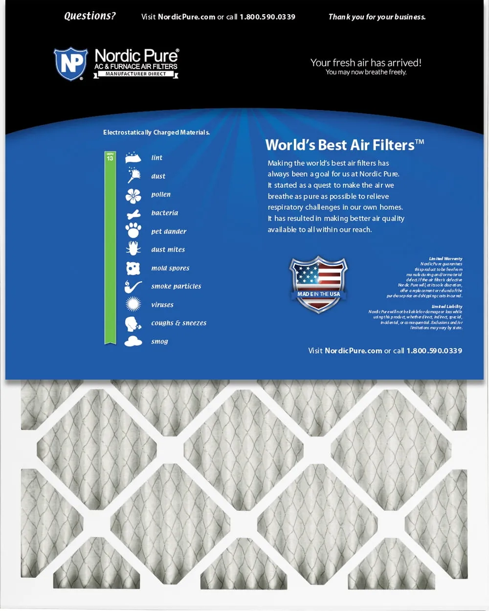 14x25x1 (13_1/2x24_1/2) Pleated MERV 13 Air Filters 24 Pack