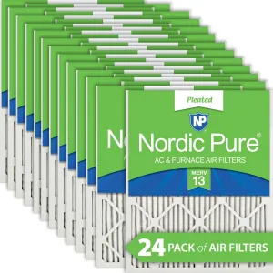 14x25x1 (13_1/2x24_1/2) Pleated MERV 13 Air Filters 24 Pack