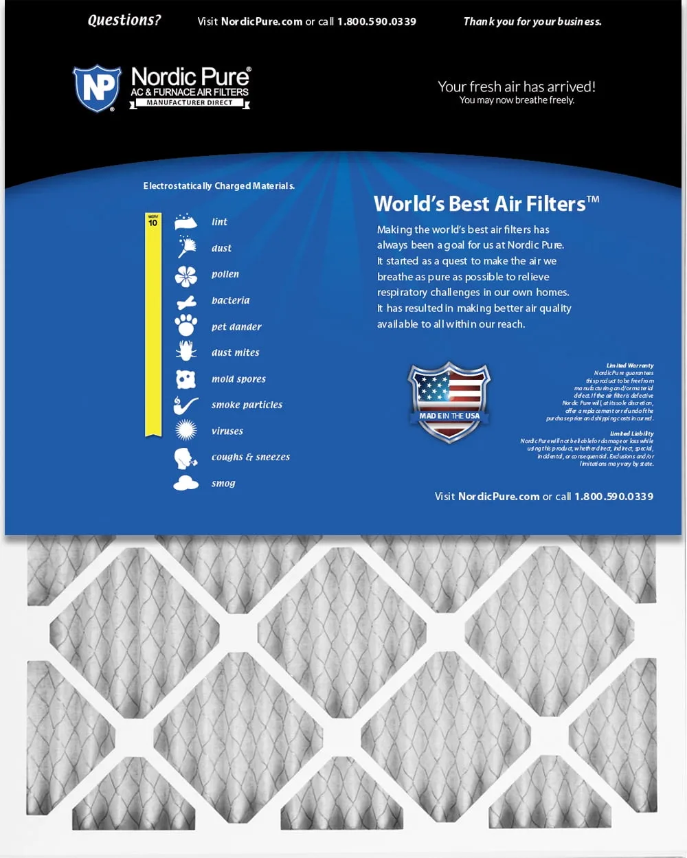 16x20x1 (15_1/2x19_1/2) Pleated MERV 10 Air Filters 24 Pack