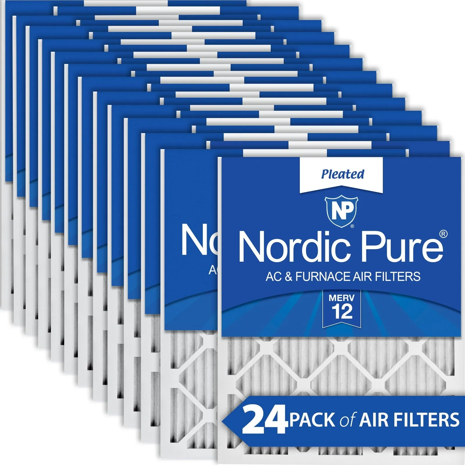 16x24x1 (15_1/2x23_1/2) Pleated MERV 12 Air Filters 24 Pack
