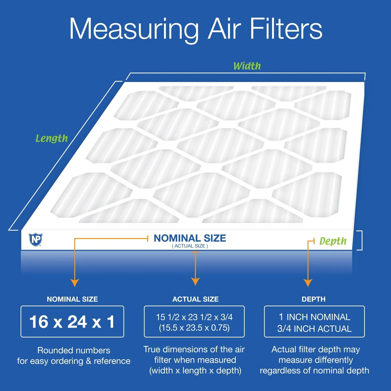 16x24x1 (15_1/2x23_1/2) Pleated MERV 8 Air Filters 6 Pack