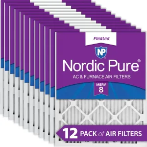 18x20x1 (17_1/2x19_1/2) Pleated MERV 8 Air Filters 12 Pack
