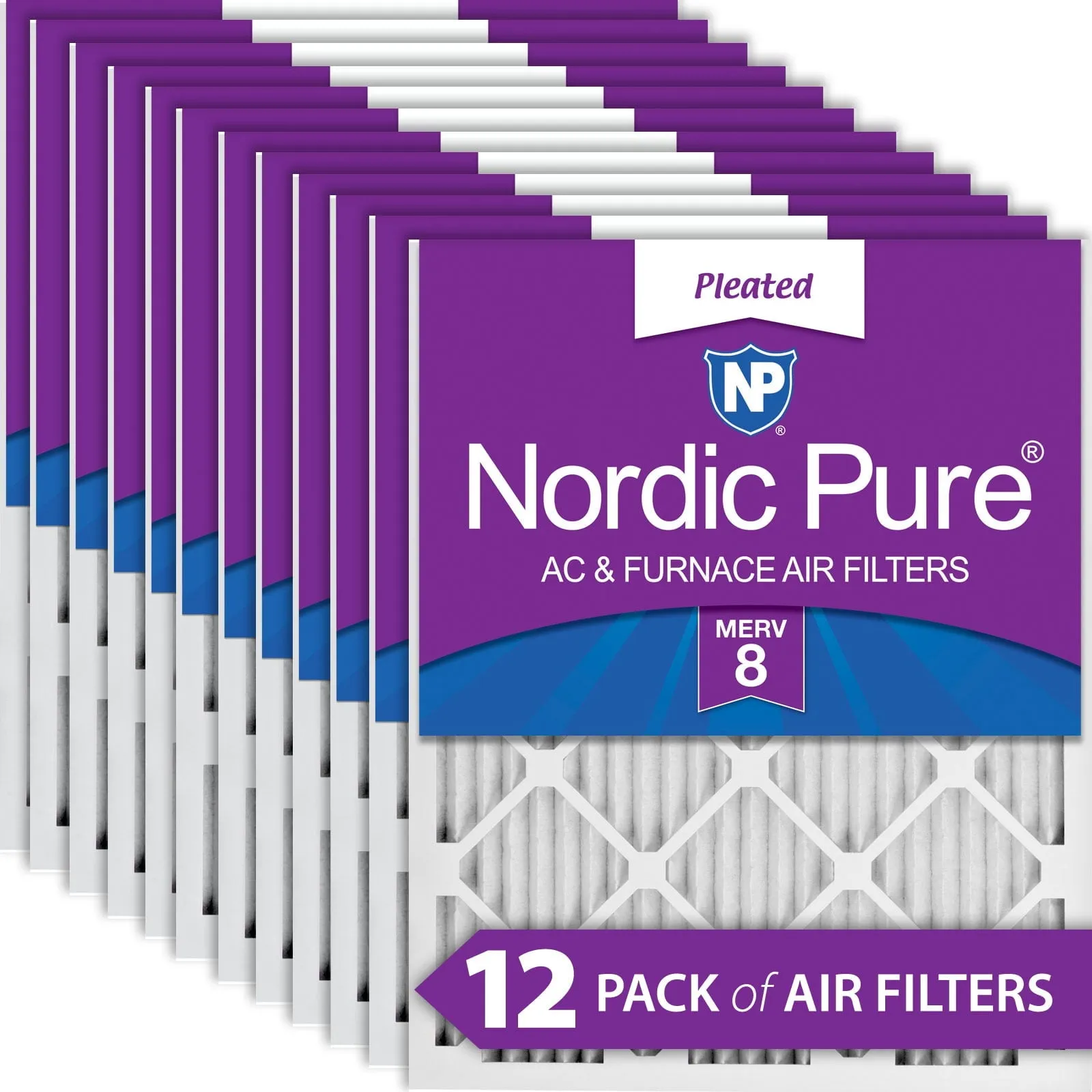 18x20x1 (17_1/2x19_1/2) Pleated MERV 8 Air Filters 12 Pack
