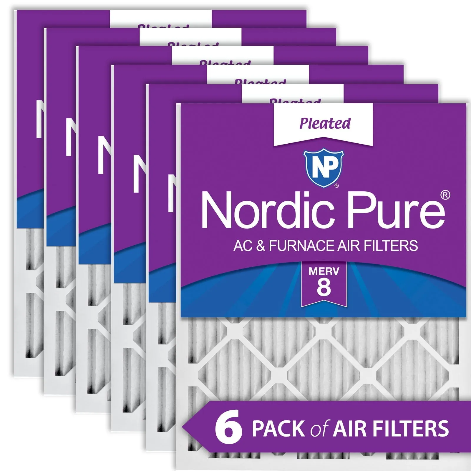 18x20x1 (17_1/2x19_1/2) Pleated MERV 8 Air Filters 6 Pack