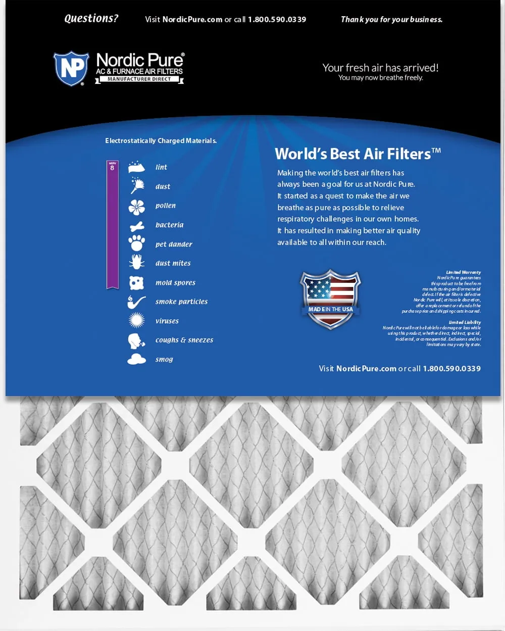 18x20x1 (17_1/2x19_1/2) Pleated MERV 8 Air Filters 6 Pack
