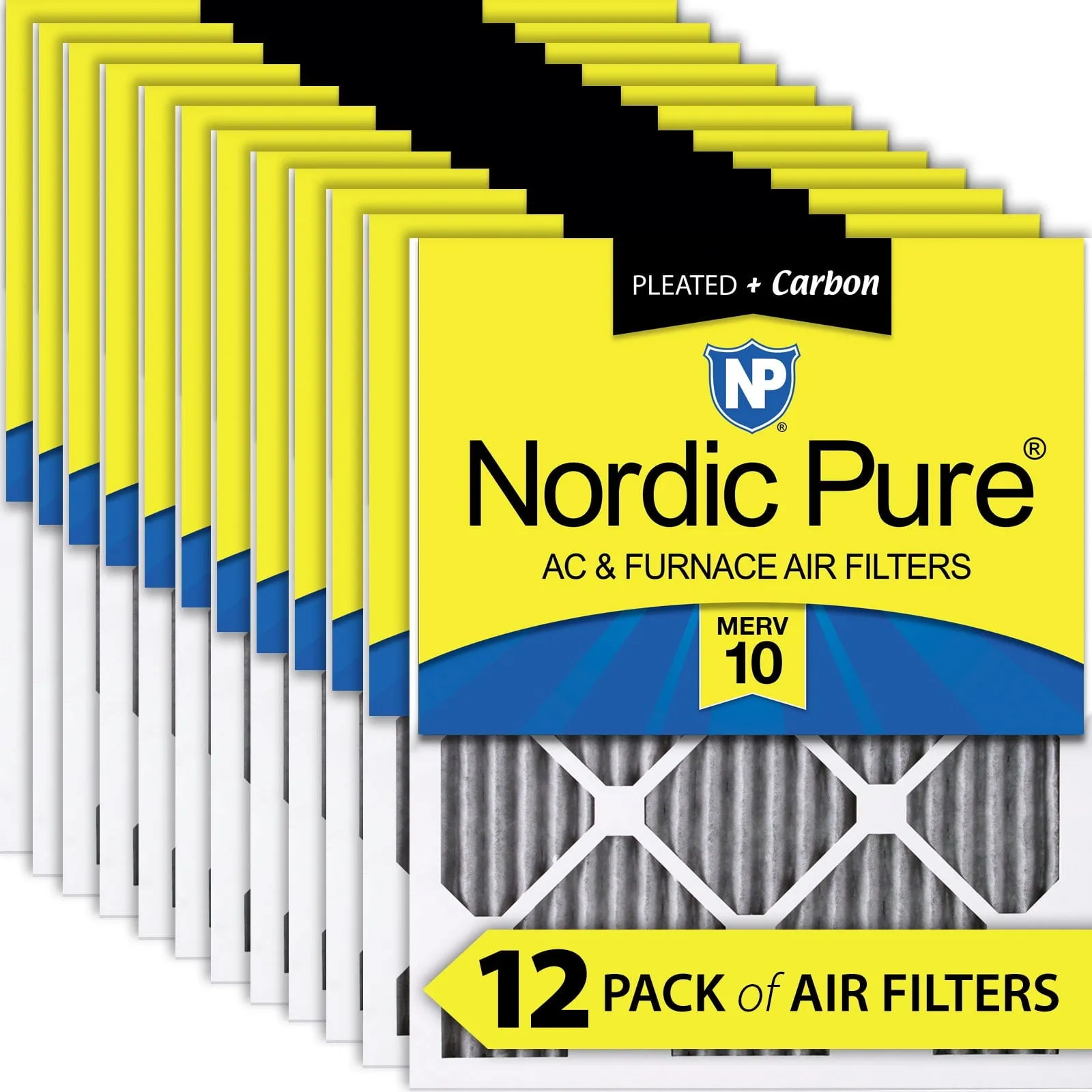 18x24x1 (17_1/2x23_1/2) Furnace Air Filters MERV 10 Pleated Plus Carbon 12 Pack