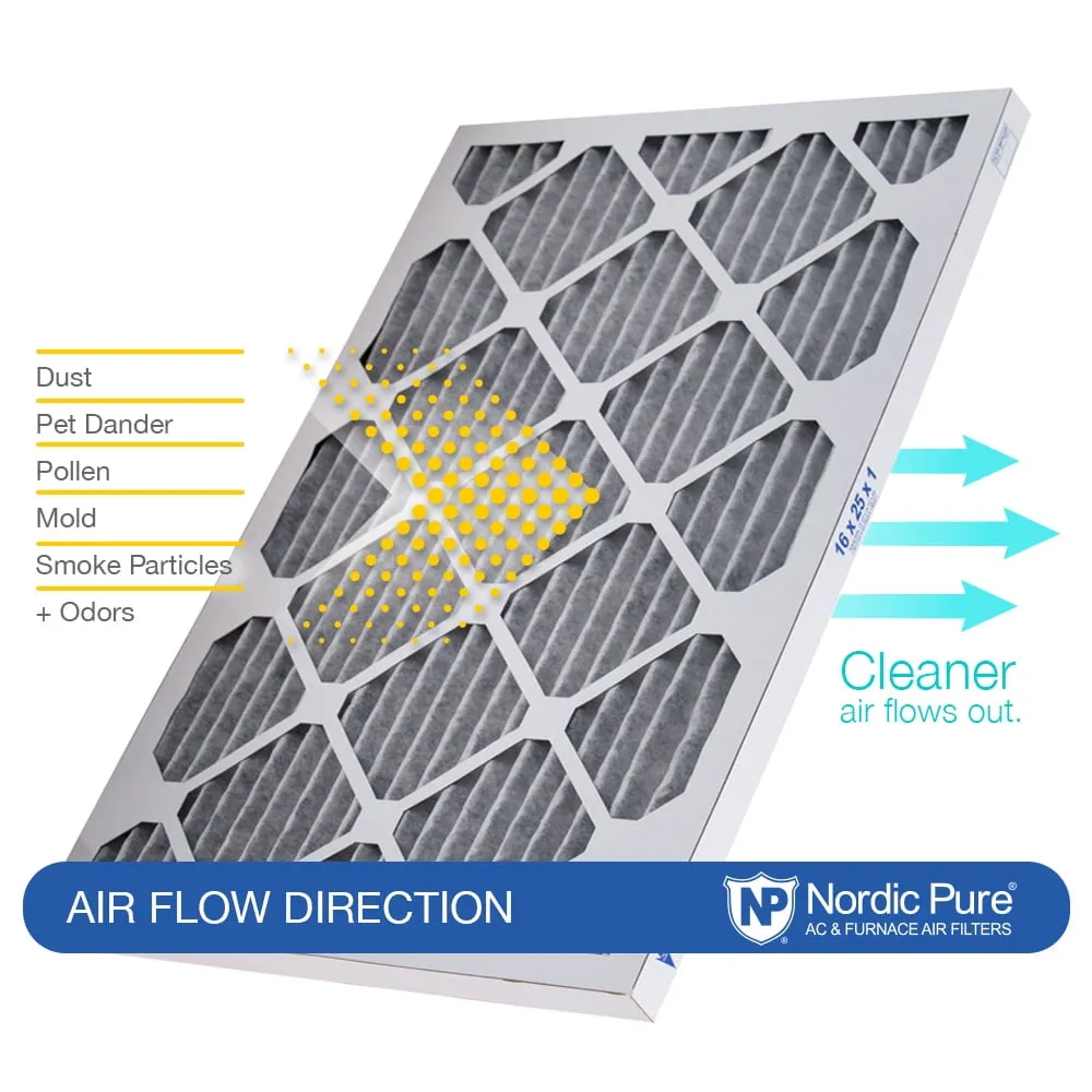 18x24x1 (17_1/2x23_1/2) Furnace Air Filters MERV 10 Pleated Plus Carbon 12 Pack