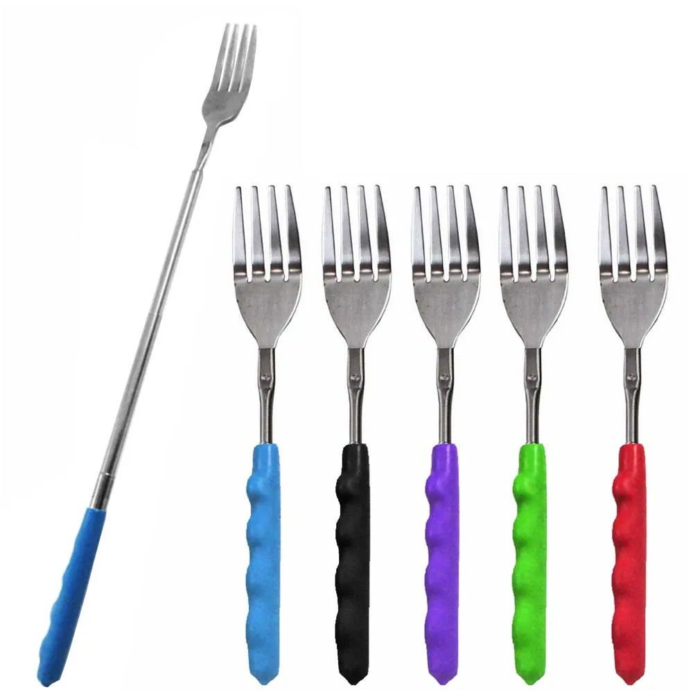 2 Extendable Forks Telescopic BBQ Dinner Hot Dog Fruit Roasting Campfire Camp