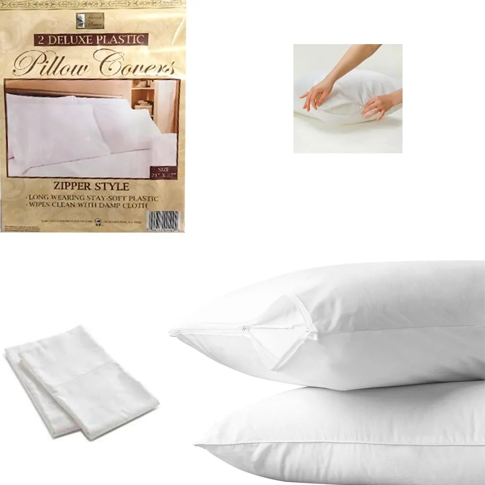 2 Pack Zippered Pillow Cases Bed Bug Proof Encasement Hotel Pillow Cover Bedding