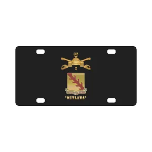 2nd Bn 32nd Armor Branch w 32nd Armor Outlaws DUI X 300 Classic License Plate