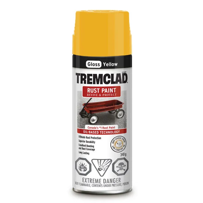 340g Tremclad Rust Paint Spray Can, Gloss Yellow