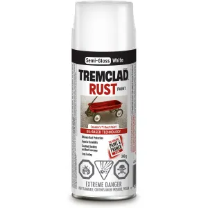 340g Tremclad Rust Paint Spray Can, Semi-Gloss White