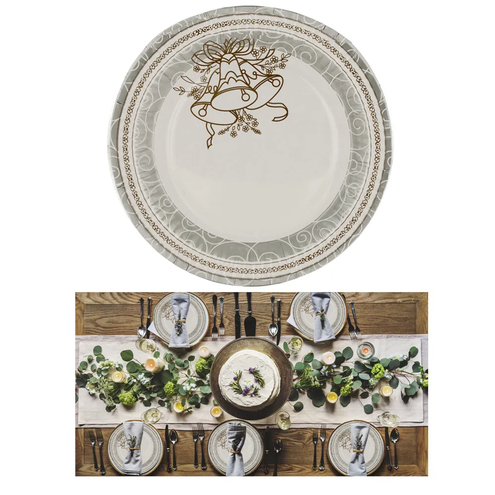 40 Pc Lot Silver Gold Wedding Birthday Party Tableware 9" Paper Dessert Plates
