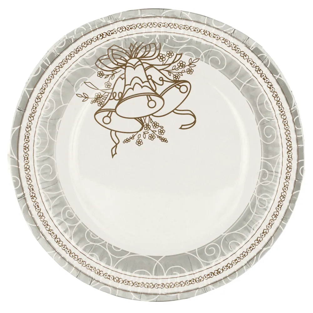 40 Pc Lot Silver Gold Wedding Birthday Party Tableware 9" Paper Dessert Plates