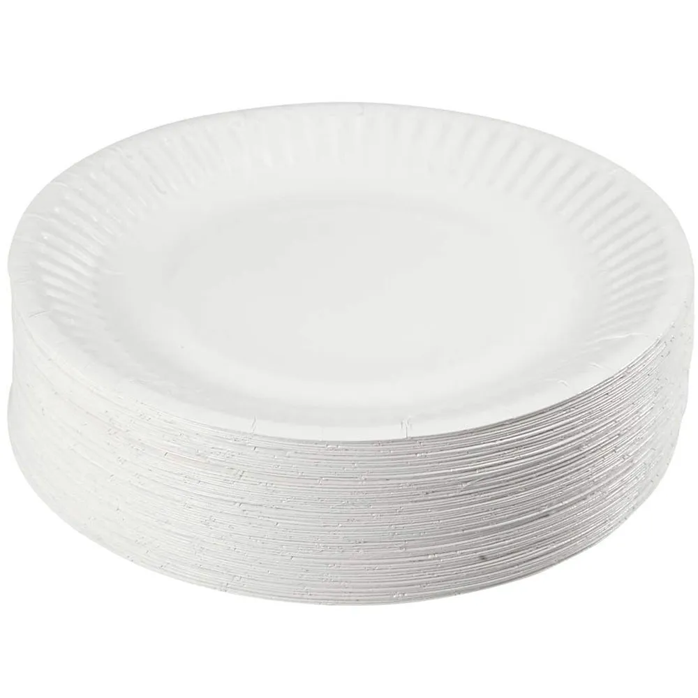 400 Ct Round Disposable Paper Plates Dinner Party Dinnerware Tableware White 9"