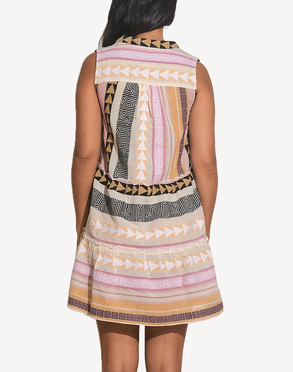 Aztec A Line Sleeveless Short Dress