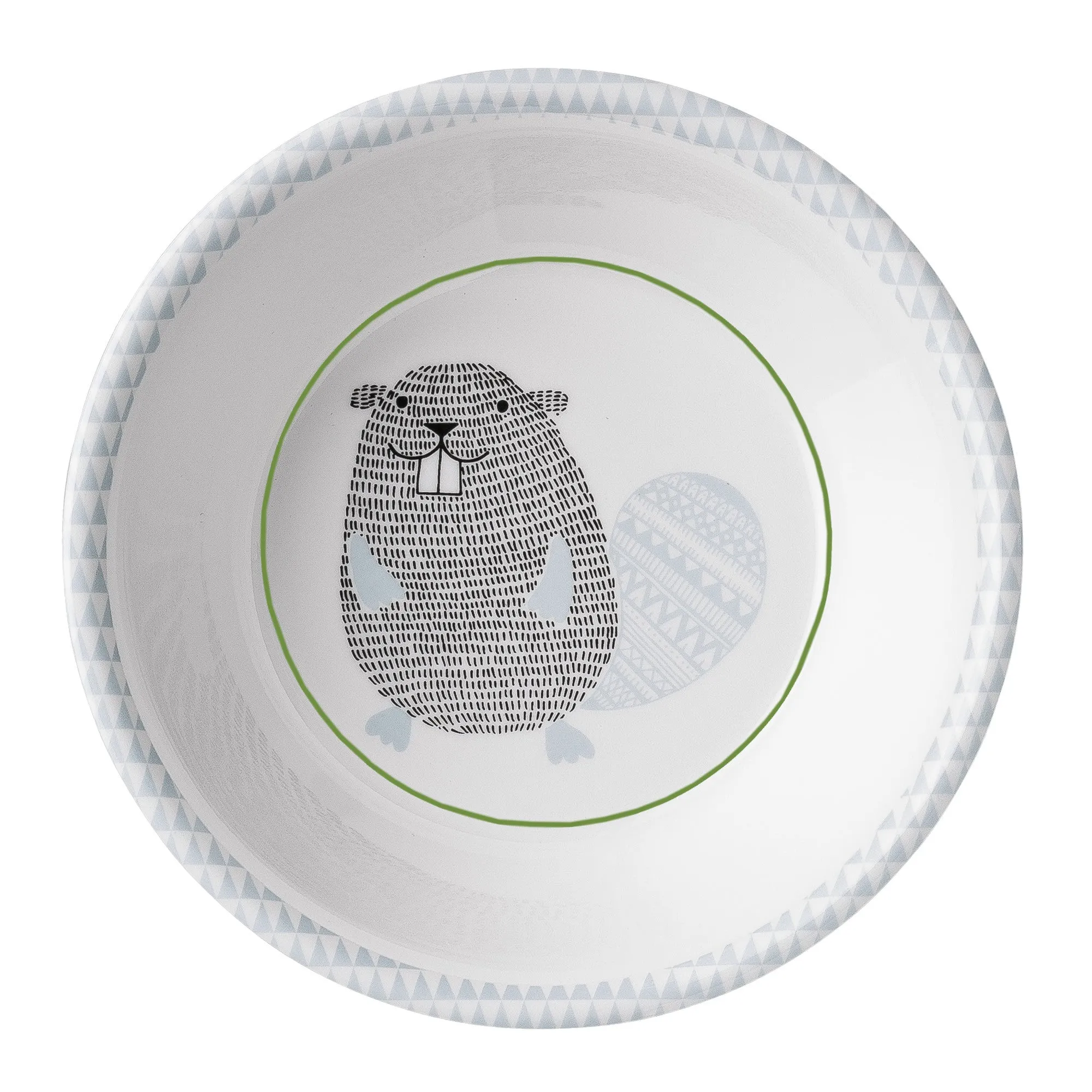 Bloomingville Noah Beaver White and Blue Melamine Plate