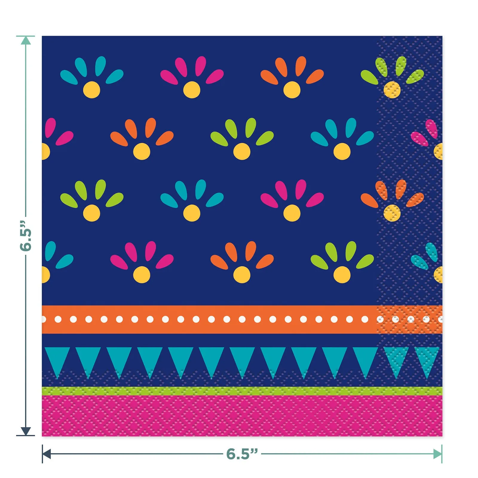 Blue Fiesta Dinner Party Pack - Mexican Fiesta Square Dinner Plates and Fiesta Napkins for 16 Guests