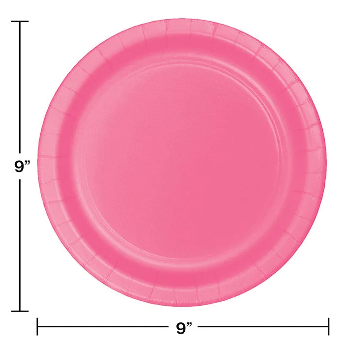 Bulk Candy Pink Value Friendly 8.75 inch Paper Dinner Plates (96 per Case)