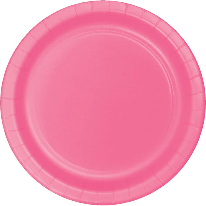 Bulk Candy Pink Value Friendly 8.75 inch Paper Dinner Plates (96 per Case)