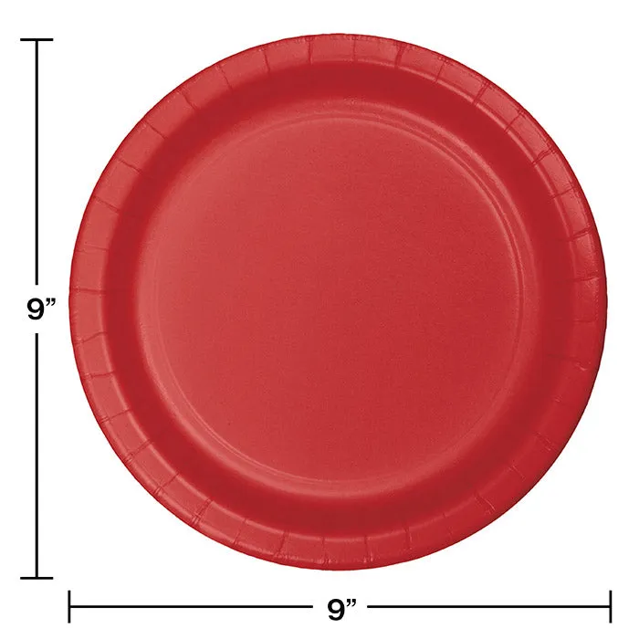 Bulk Classic Red Value Friendly 8.75 inch Paper Dinner Plates (96 per Case)