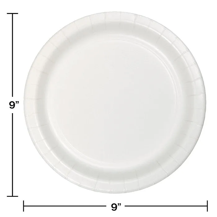 Bulk White Value Friendly 8.75 inch Paper Dinner Plates (96 per Case)