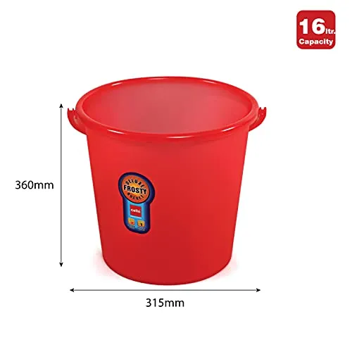Cello Plastic Frosty Deluxe Bucket, 16 litres, Red