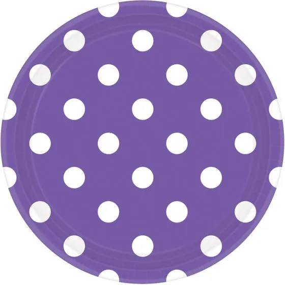 Dots 17cm Round Paper Plates 8pk