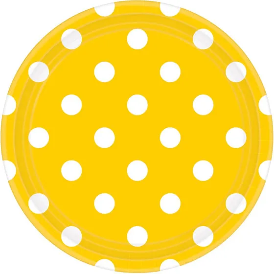 Dots 17cm Round Paper Plates 8pk