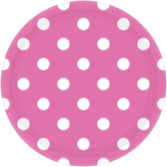 Dots 17cm Round Paper Plates 8pk