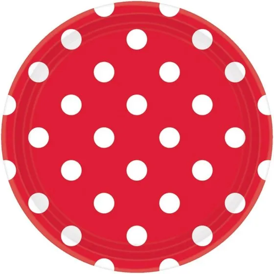 Dots 17cm Round Paper Plates 8pk