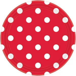 Dots 17cm Round Paper Plates 8pk