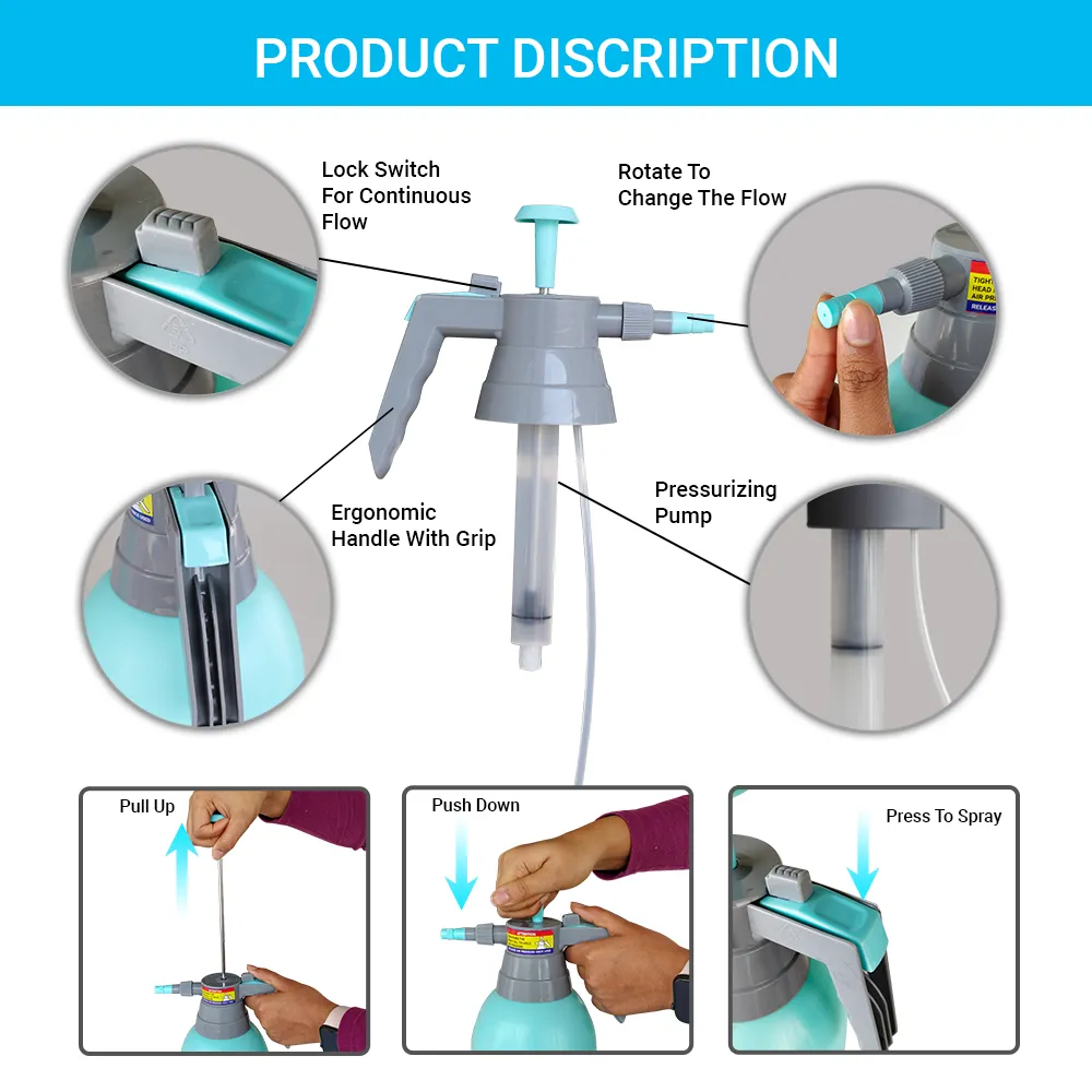ECO365 Classic Dual Flow Multipurpose Garden Sprayer 2.2L (Blue) with Adjustable Nozzle for Mist & Jet Flow (Pack of 1)