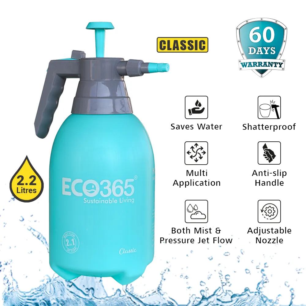 ECO365 Classic Dual Flow Multipurpose Garden Sprayer 2.2L (Blue) with Adjustable Nozzle for Mist & Jet Flow (Pack of 1)
