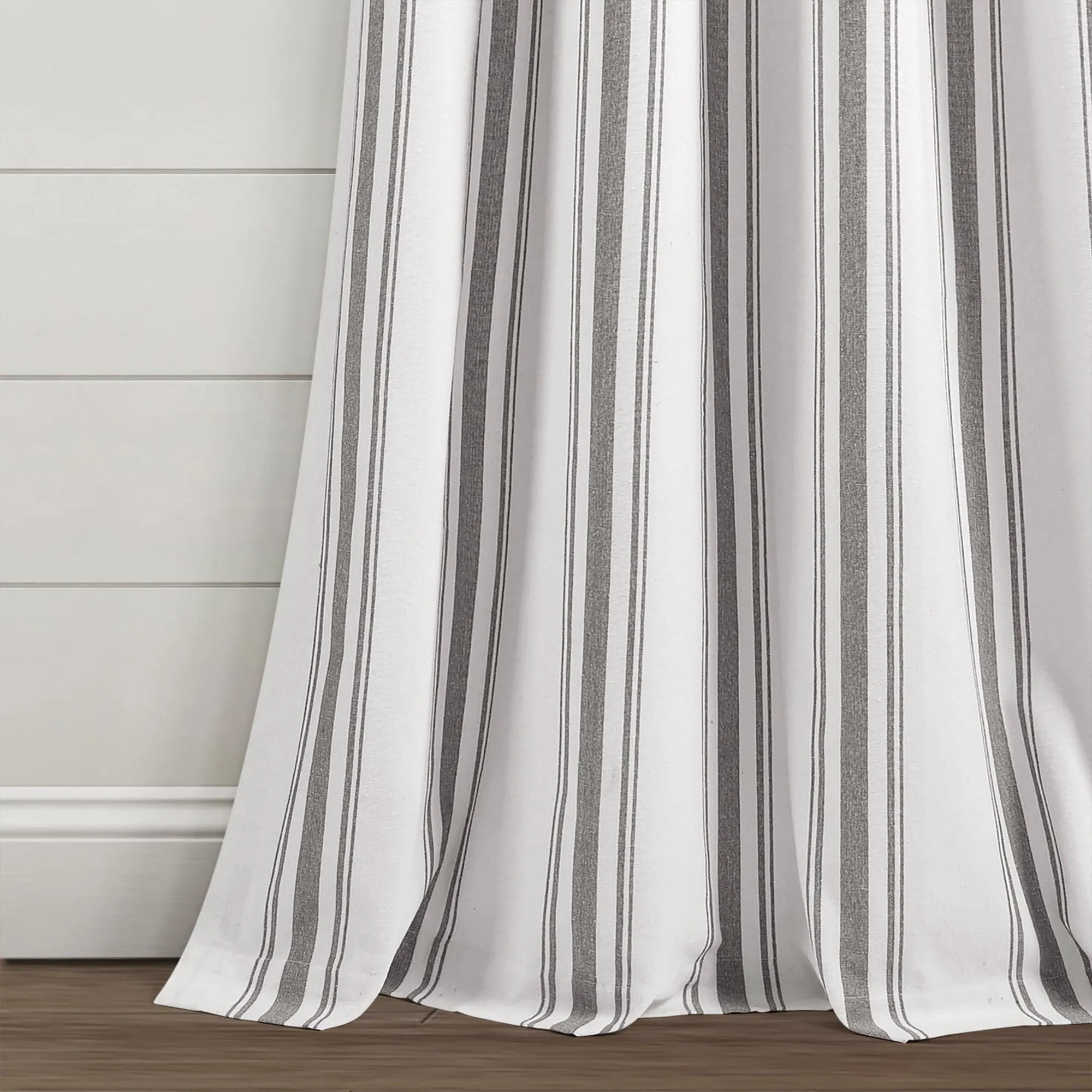 Farmhouse Stripe Yarn Dyed Recycled Cotton Blend Window Curtain Panel Set