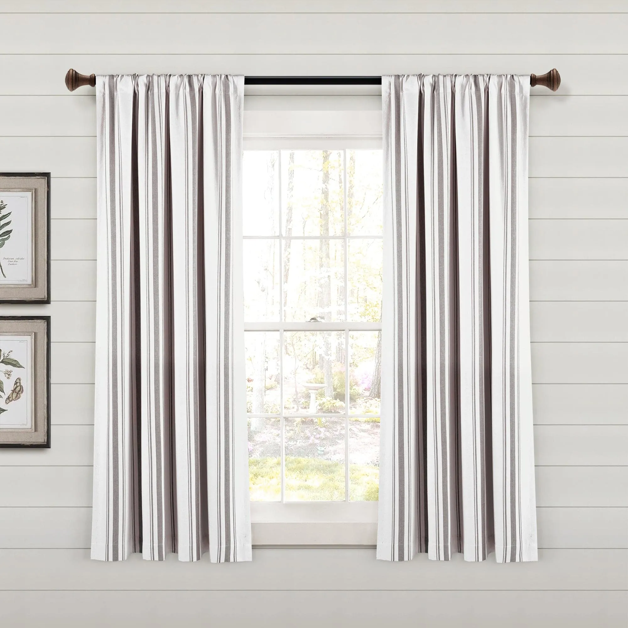 Farmhouse Stripe Yarn Dyed Recycled Cotton Blend Window Curtain Panel Set