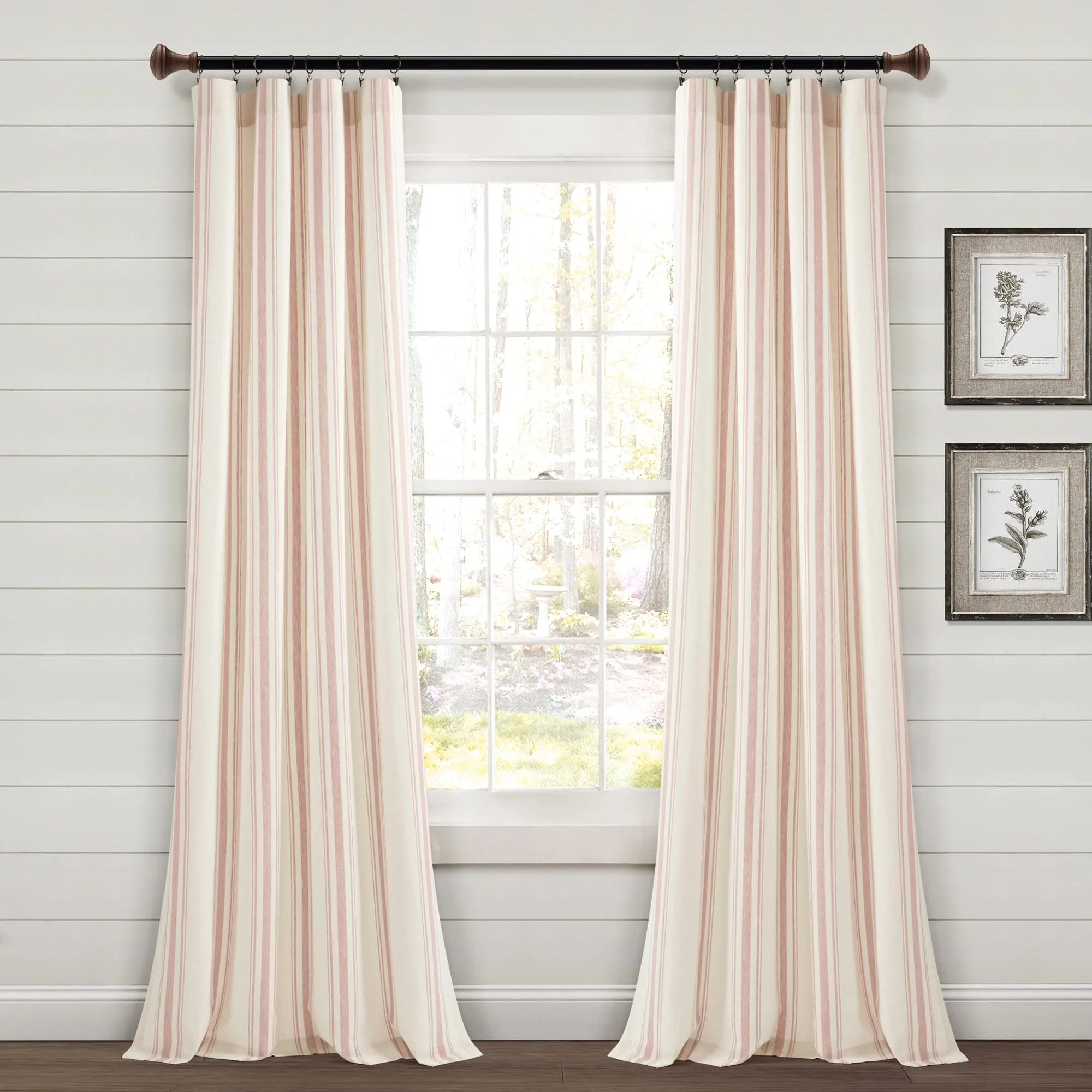 Farmhouse Stripe Yarn Dyed Recycled Cotton Blend Window Curtain Panel Set