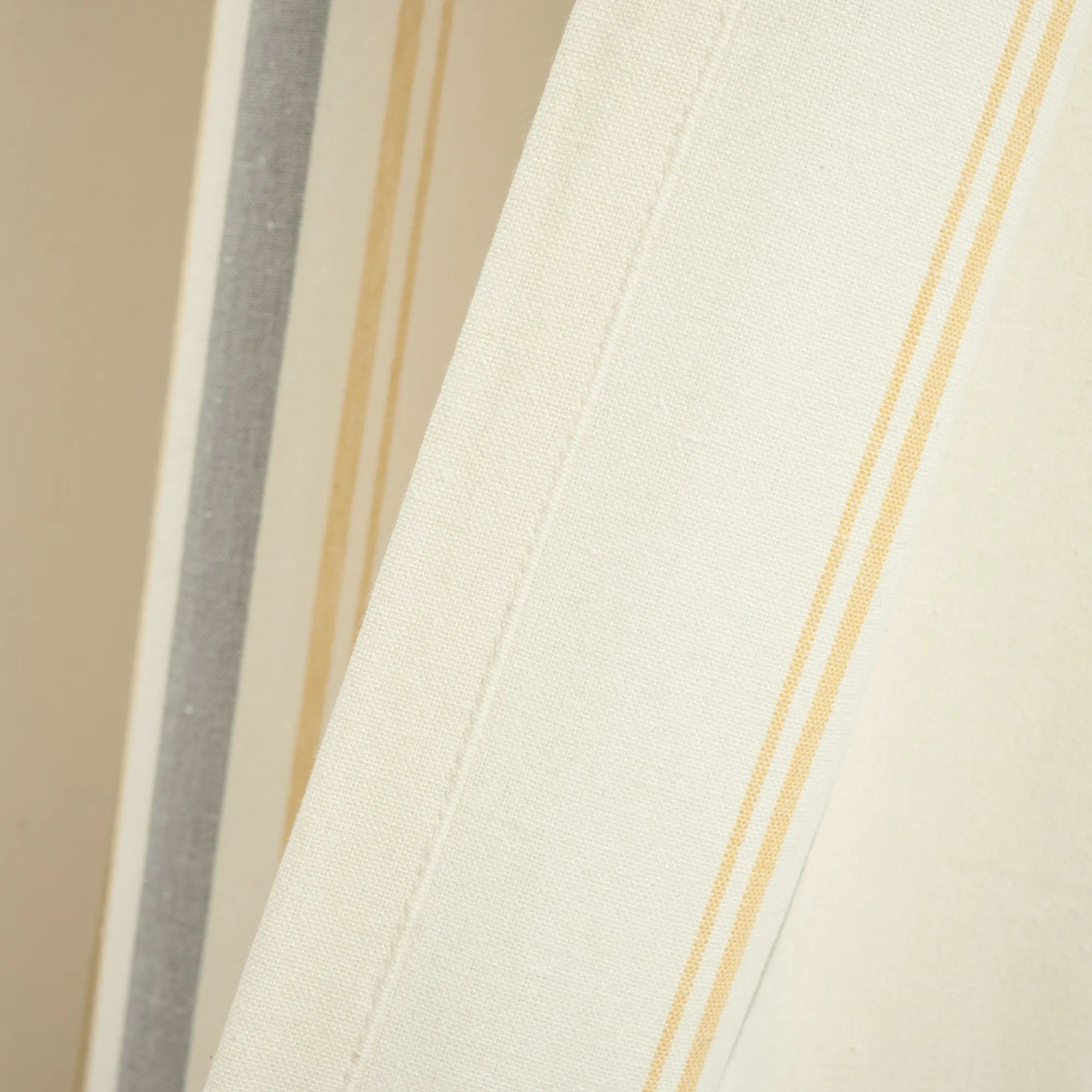 Farmhouse Stripe Yarn Dyed Recycled Cotton Blend Window Curtain Panel Set