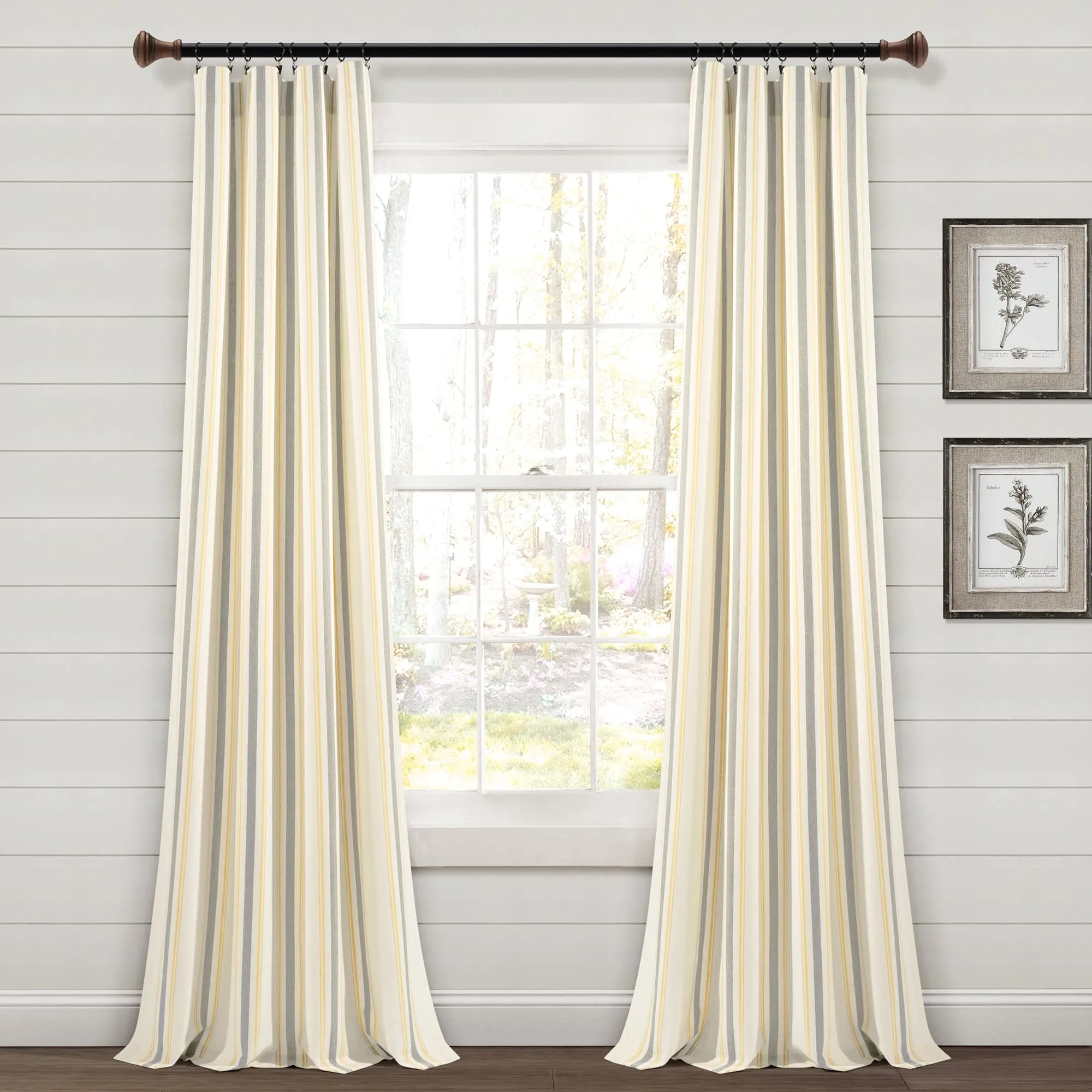 Farmhouse Stripe Yarn Dyed Recycled Cotton Blend Window Curtain Panel Set