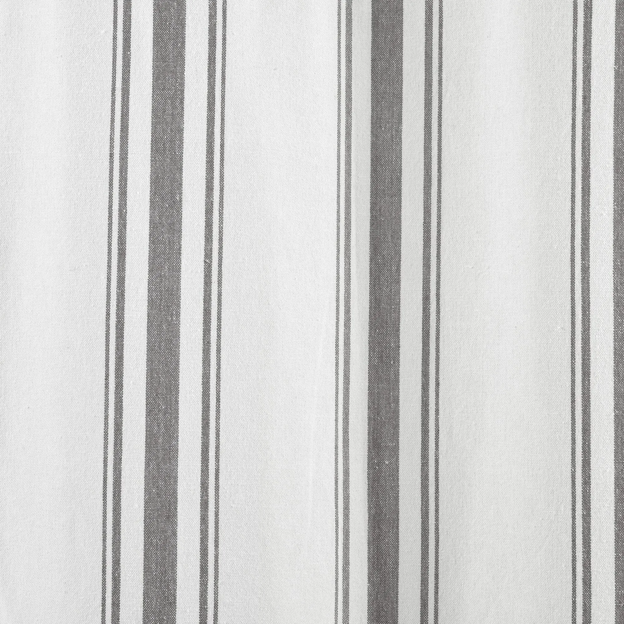 Farmhouse Stripe Yarn Dyed Recycled Cotton Blend Window Curtain Panel Set
