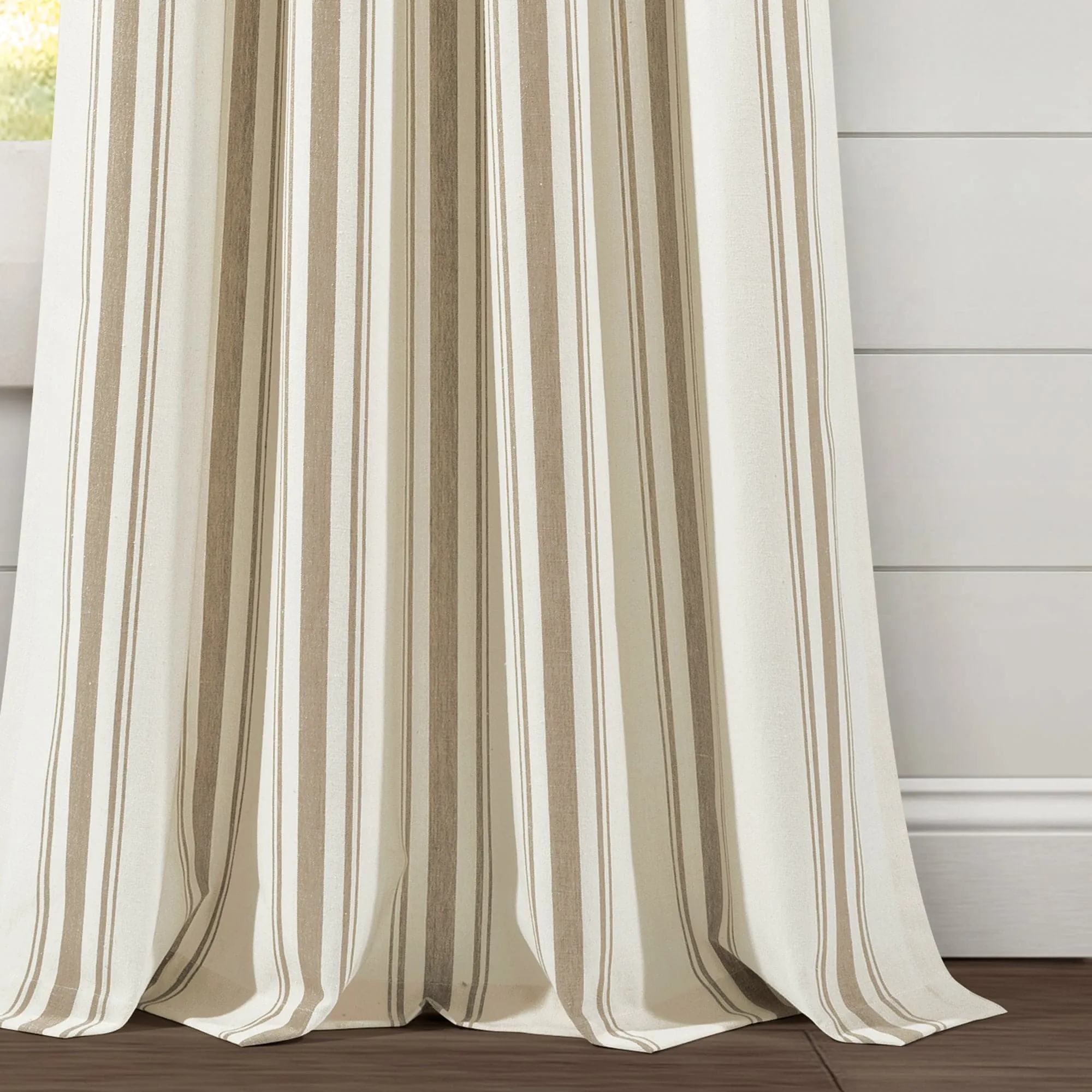 Farmhouse Stripe Yarn Dyed Recycled Cotton Blend Window Curtain Panel Set