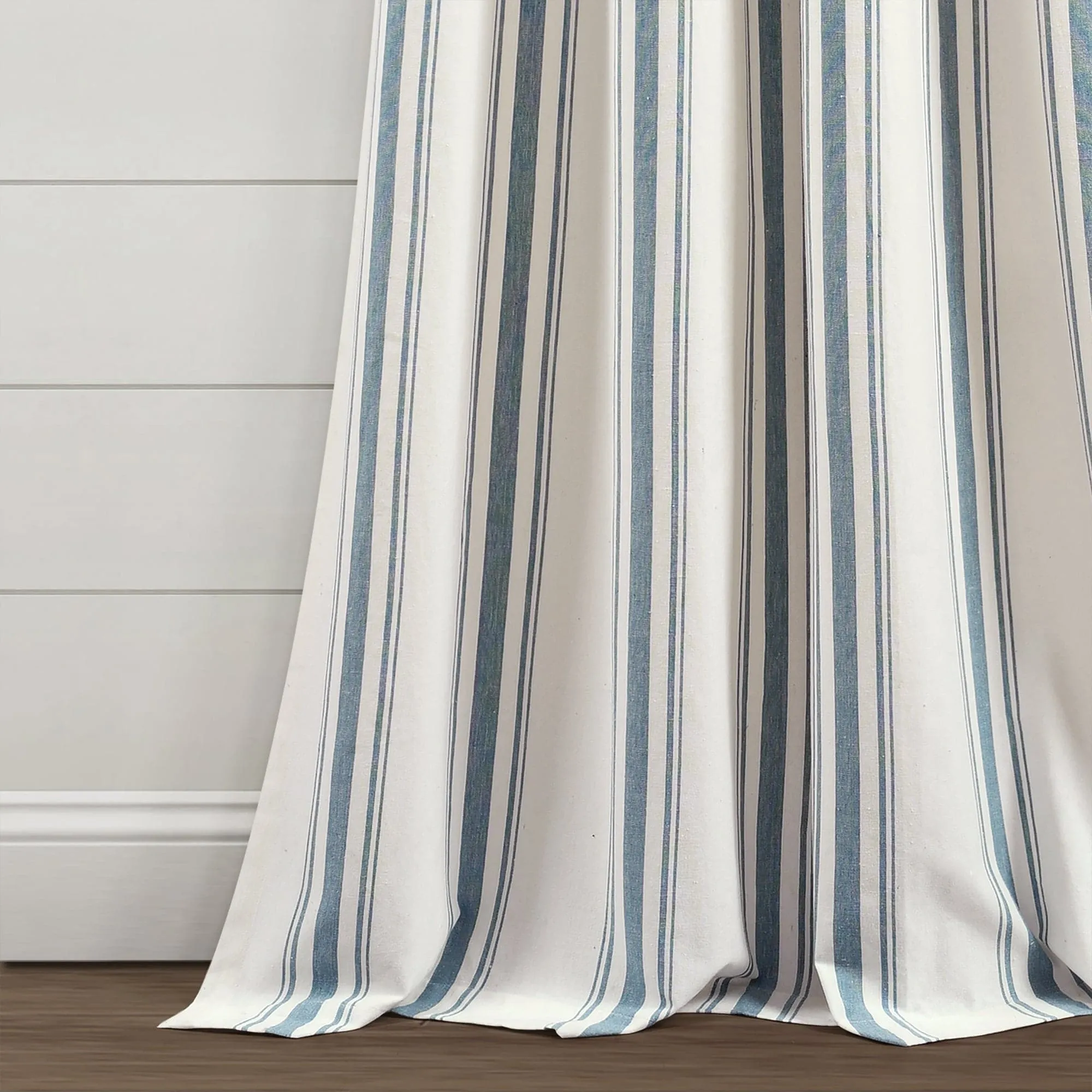 Farmhouse Stripe Yarn Dyed Recycled Cotton Blend Window Curtain Panel Set