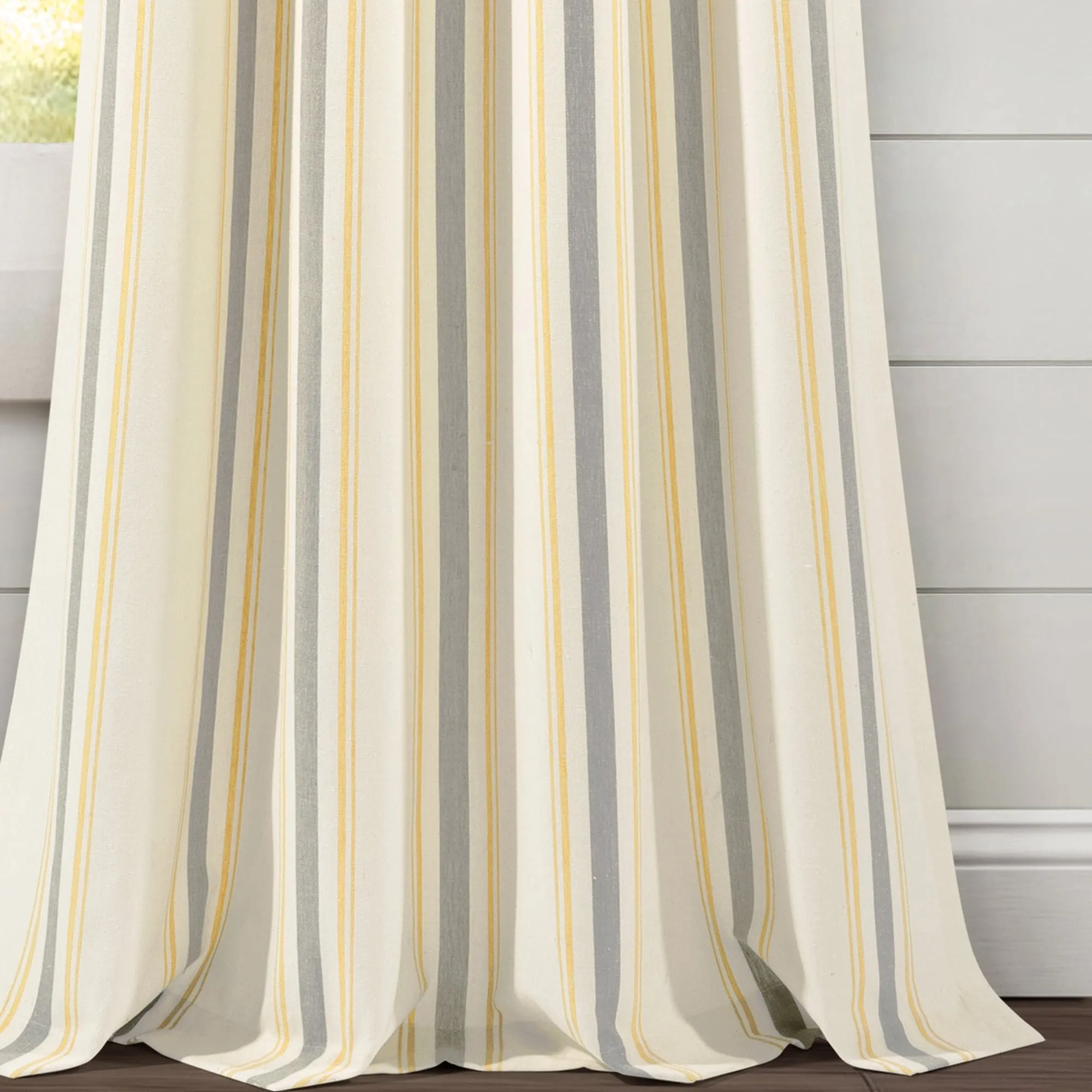 Farmhouse Stripe Yarn Dyed Recycled Cotton Blend Window Curtain Panel Set