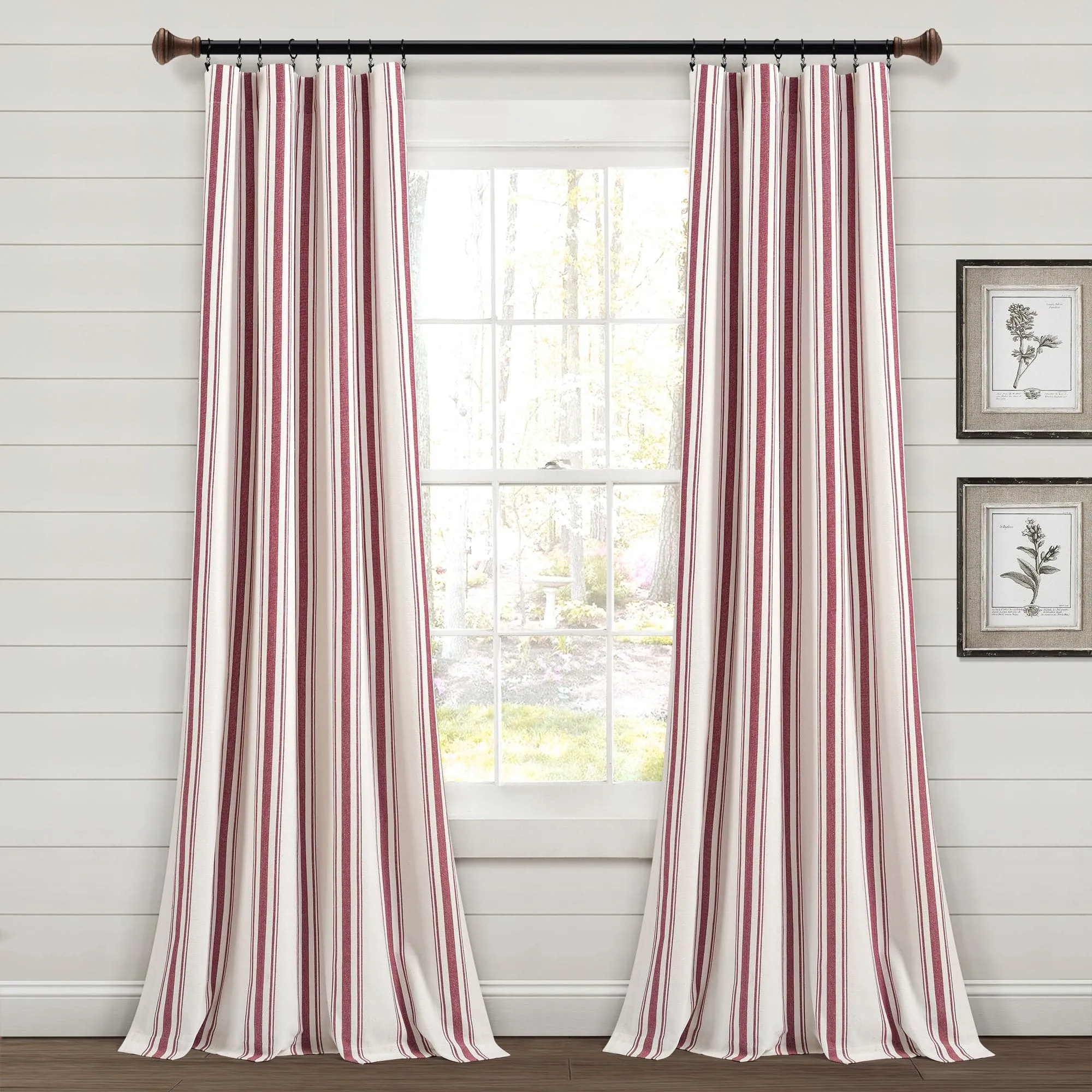 Farmhouse Stripe Yarn Dyed Recycled Cotton Blend Window Curtain Panel Set