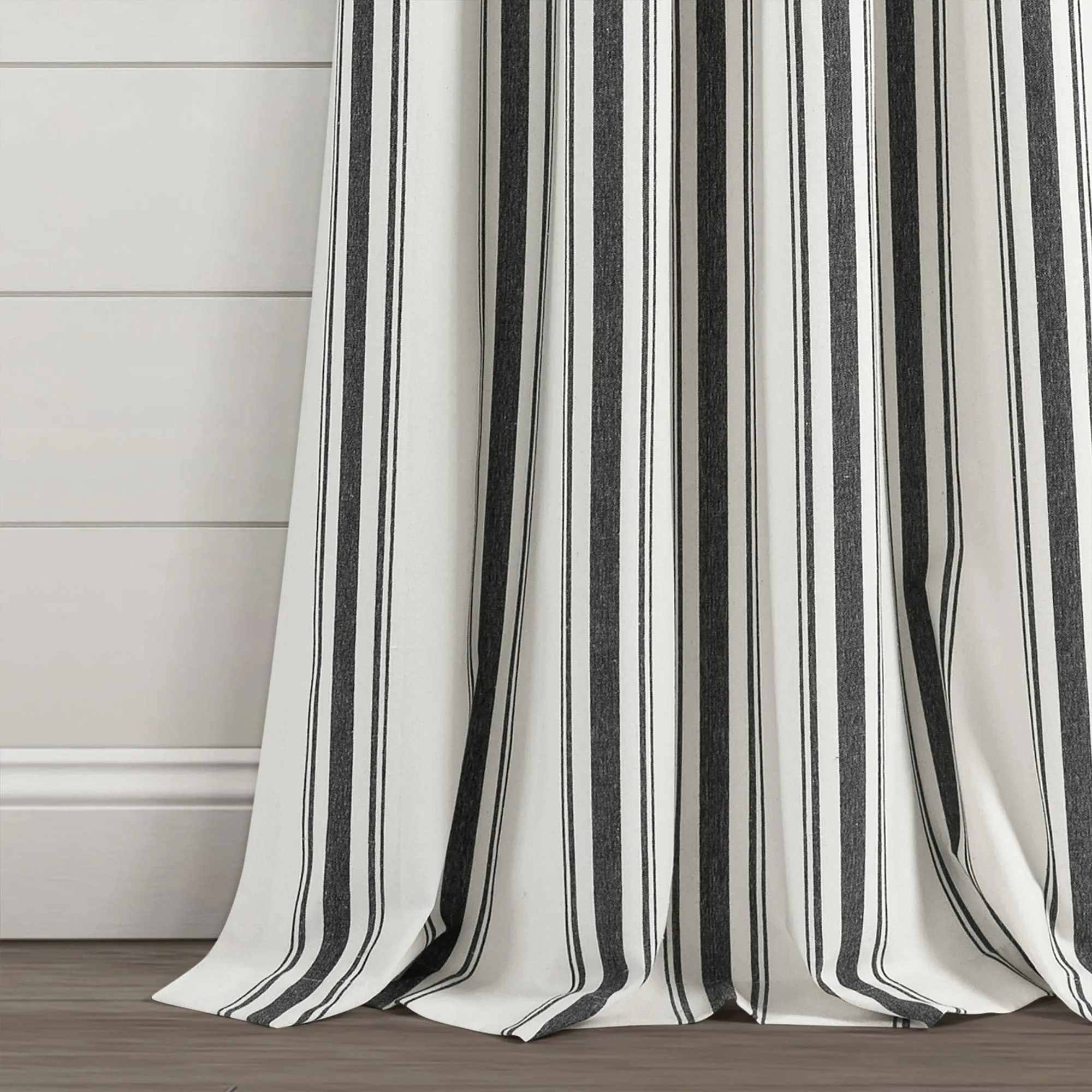 Farmhouse Stripe Yarn Dyed Recycled Cotton Blend Window Curtain Panel Set